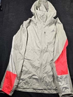 adidas Light Gray Hooded Windbreaker Jacket